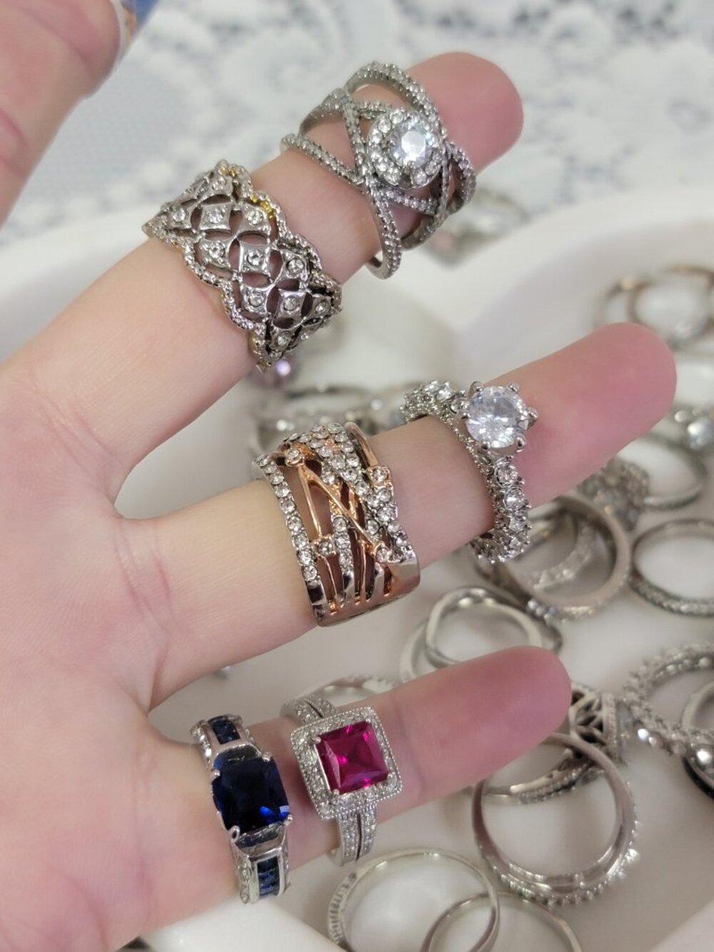 925 Silver Plated Rings - Bundle of 53 - Picture 6 of 13